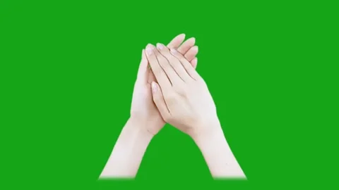 App. Female Hands Clapping Applauding on Green Background, Stock Footage 265148960