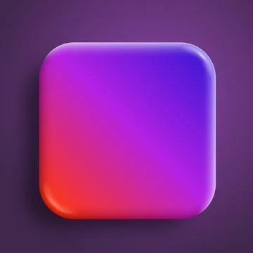 App icon glossy vector background. 3D button with purple neon holographic Stock Illustration