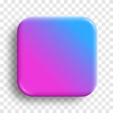 App icon glossy vector background. 3D button with purple blue neon holographic Stockillustratie