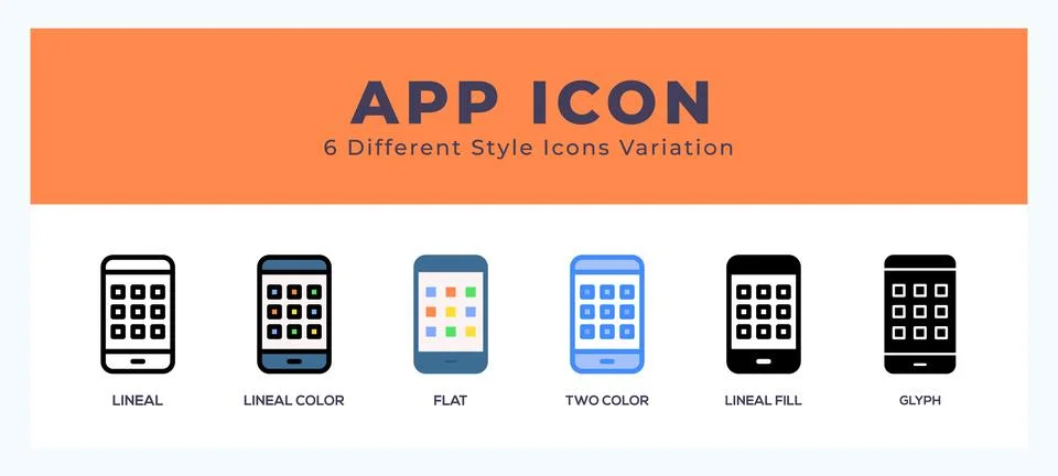 App icon set with different styles. Design elements for logo. Vector illust.. Stock Illustration