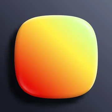 App icon superellipse, glossy vector background. 3D squircle button with yellow Illustrazione stock