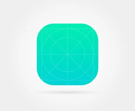 App Icon Template with Guidelines. Vector Fresh Colour Stock Illustration