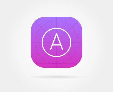 App Icon Template with Guidelines. Vector Fresh Colour Stock Illustration