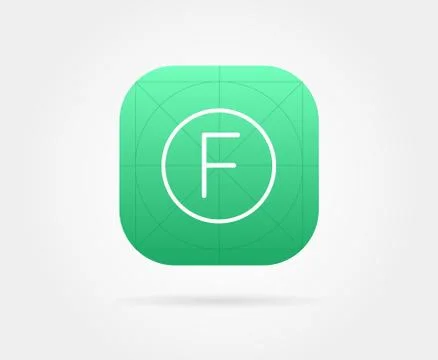 App Icon Template with Guidelines. Vector Fresh Colour Stock Illustration