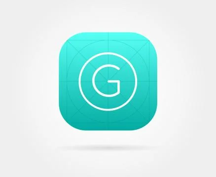 App Icon Template with Guidelines. Vector Fresh Colour Stock Illustration