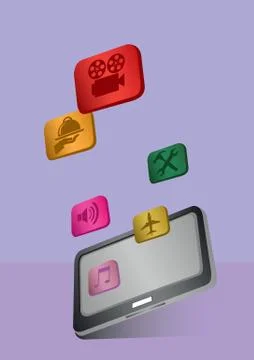 App Icons and Tablet Computer Stock Illustration