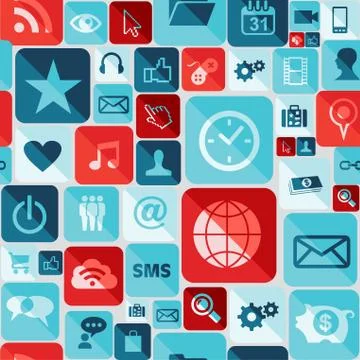 App icons seamless pattern Stock Illustration