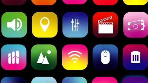 App Icons Software Application Digital Technology Background Stock Footage 102604696
