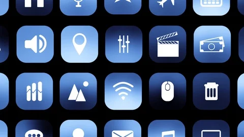 App Icons Software Application Digital Technology Background Stock Footage 102604761
