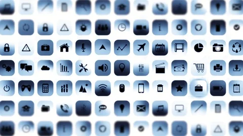 App Icons Software Application Digital Technology Background Stock Footage 102604779