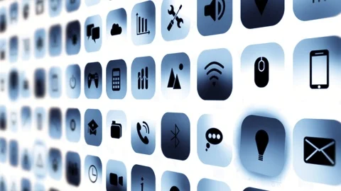 App Icons Software Application Digital Technology Background Stock Footage 102604797