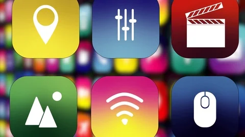 App Icons Software Application Digital Technology Background Stock Footage 102604853