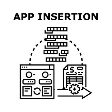 App insertion process integrating data into marketing campaign イラスト素材