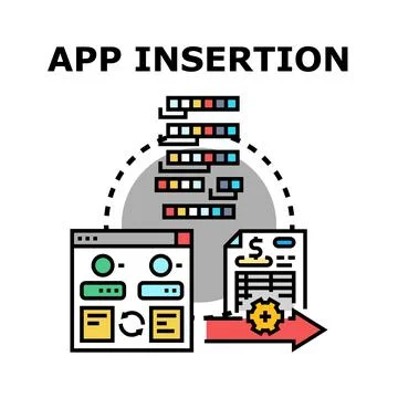 App insertion process integrating data into marketing campaign 스톡 일러스트