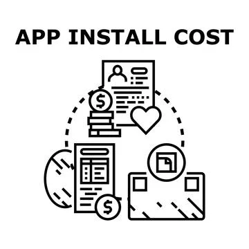 App install cost optimizing customer acquisition strategy Stock-Illustration