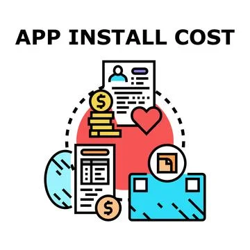 App install cost optimizing customer acquisition strategy Stock Illustration
