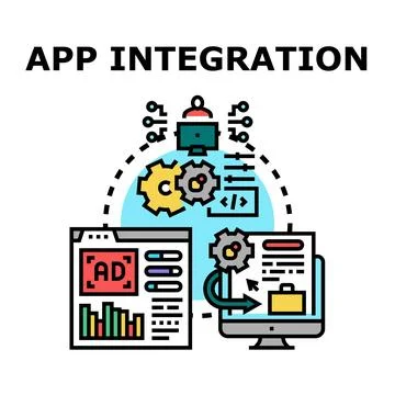 App integration development and digital connection concept 库存插图