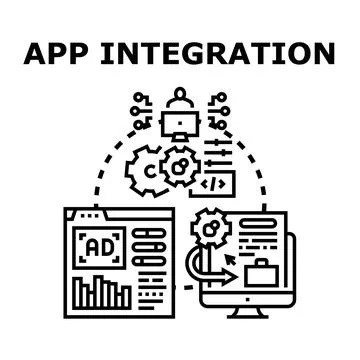 App integration development and digital connection concept Stock Illustration