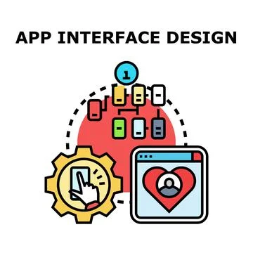 App interface design creating user experience process Stock Illustration