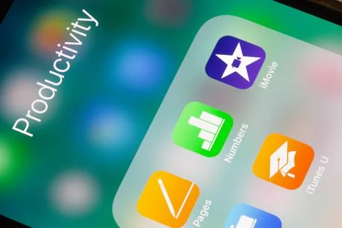 App on IPhone Productivity Stock Photos