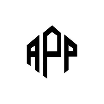 APP letter logo design with polygon shape. APP polygon and cube shape logo .. Stock Illustration