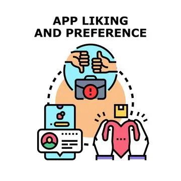 App liking and preference measuring customer satisfaction Ilustração Stock