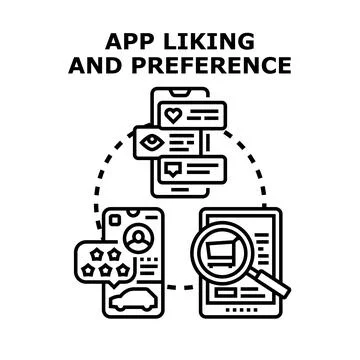 App liking and preference, user review and engagement concept Stock Illustration
