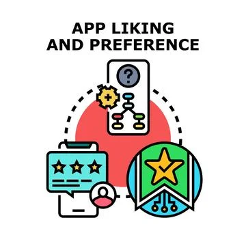 App liking preference development user rating concept Stock Illustration