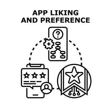 App liking preference development user rating concept Stock Illustration