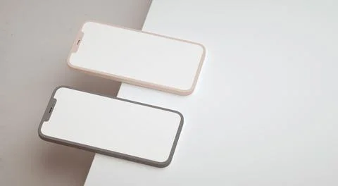 App look and feel presentation on two phones mockup blank screen and copy spa Illustrazione stock