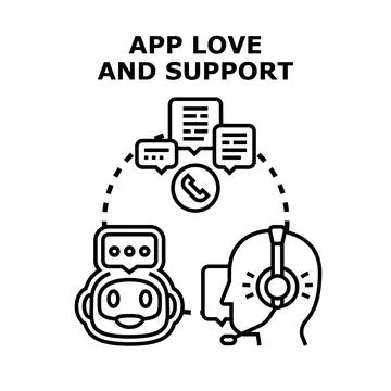 App love and support system concept developing Stock Illustration