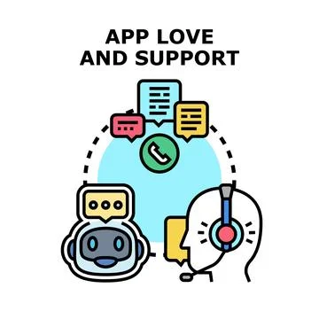 App love and support system concept developing Stock Illustration