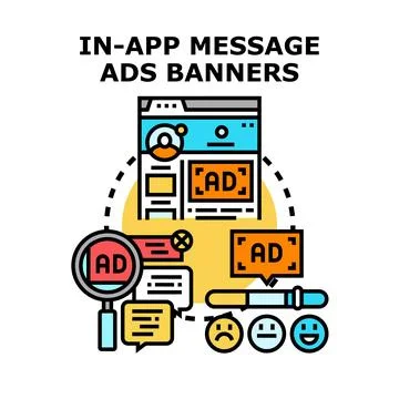 In app message ads banners vector concept 库存插图