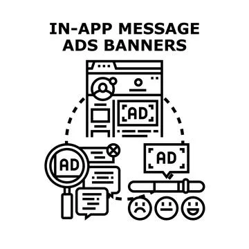 In app message ads banners vector concept Stock Illustration