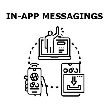 In app messaging interaction sending online notification Stock Illustration