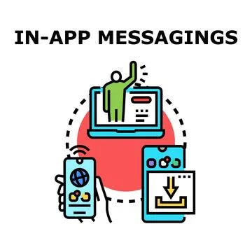 In app messaging interaction sending online notification Stock Illustration