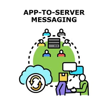 App messaging server connecting users and data cloud Stock Illustration