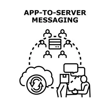 App messaging server connecting users and data cloud 스톡 일러스트