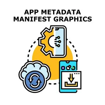 App metadata manifest graphics developing concept Stock Illustration