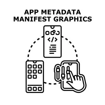 App metadata manifest graphics development process Stock Illustration