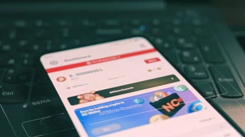 App on mobile phone showing the hash power per second for mining. Mining concept Stock Footage 249886894