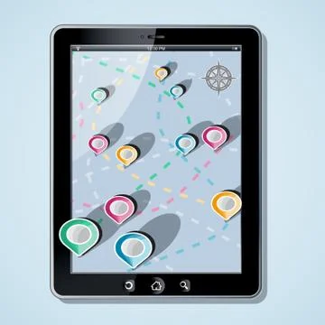 App Navigation in modern flat screen gadget Stock Illustration