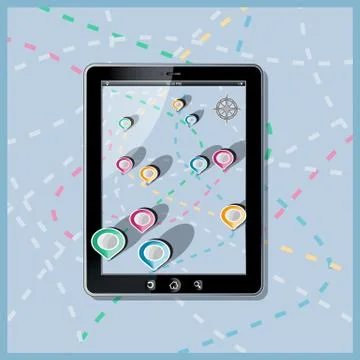 App Navigation in modern flat screen gadget Stock Illustration