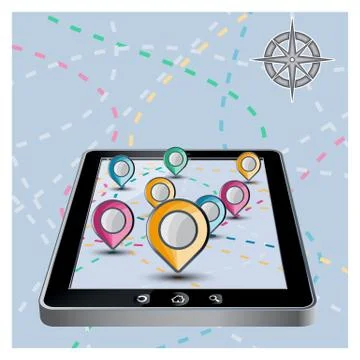 App Navigation in modern flat screen gadget Stock Illustration