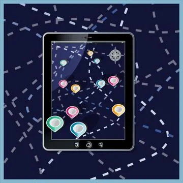 App Navigation in modern flat screen gadget Illustrazione stock