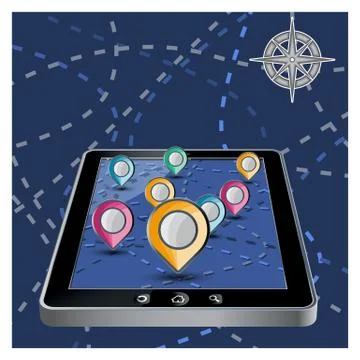 App Navigation in modern flat screen gadget Stock Illustration