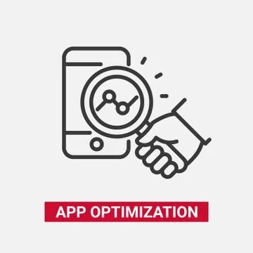 App Optimization - modern vector line design icon. Illustrazione stock