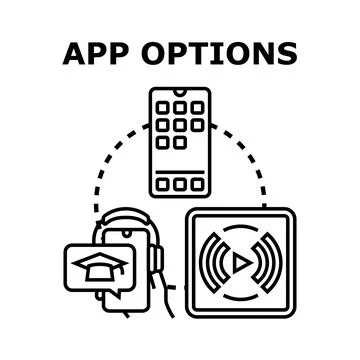 App options concept with application features management 스톡 일러스트
