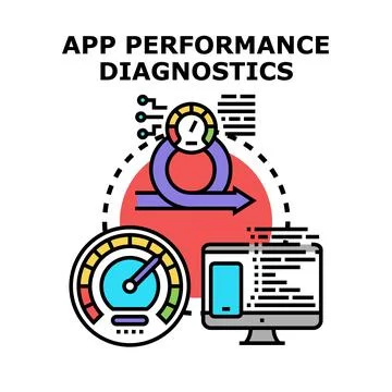 App performance diagnostics optimizing software development process Illustrazione stock