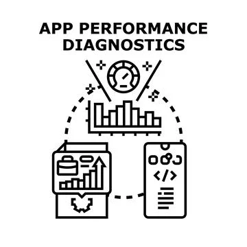 App performance diagnostics for optimizing software development Ilustração Stock